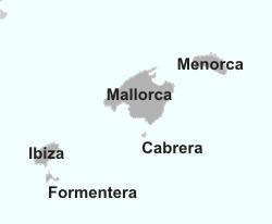 Испания. Карта Балеарских островов.